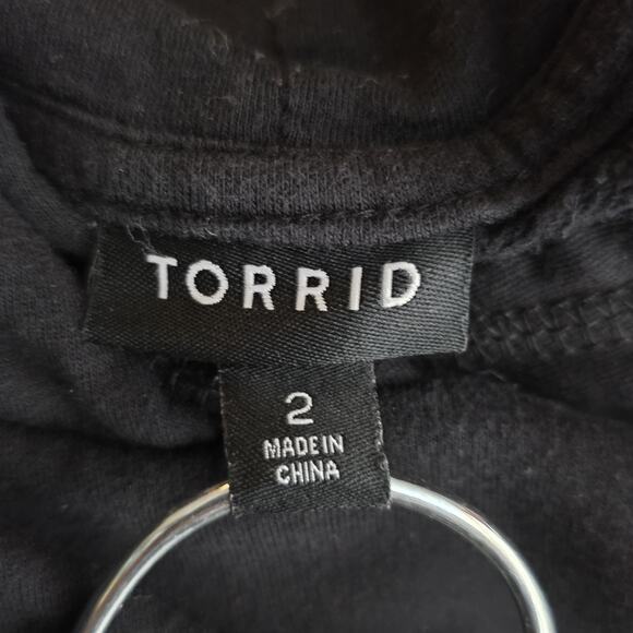 Torrid Black Fleece Tunic Hoodie w/ Snap Hem – Size 2 - Picture 6 of 6